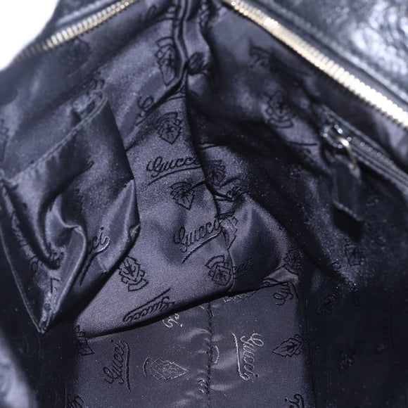 GUCCI GG Canvas Guccissima Shoulder Bag Leather Black Gold 201446 Auth ep11249