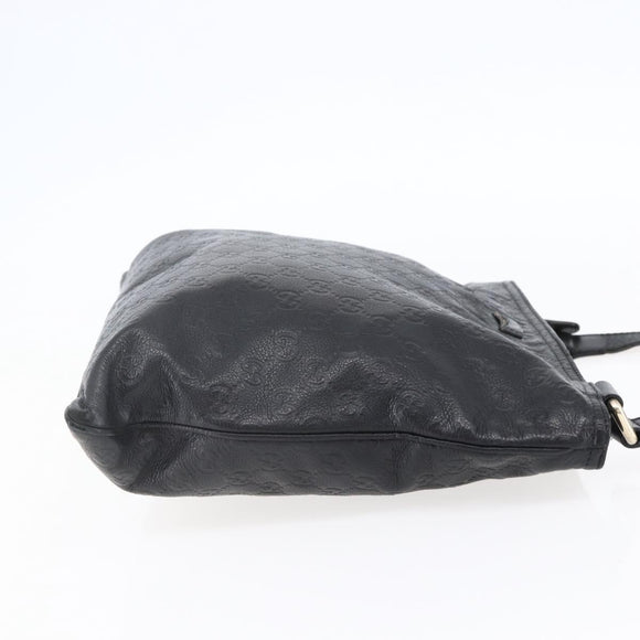 GUCCI GG Canvas Guccissima Shoulder Bag Leather Black Gold 201446 Auth ep11249