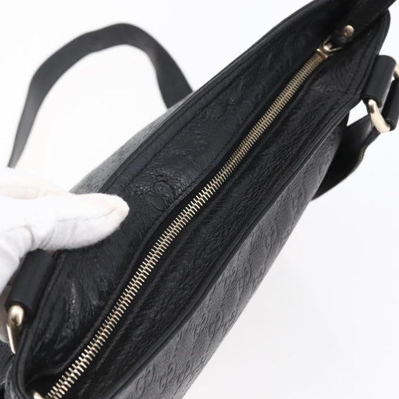 GUCCI GG Canvas Guccissima Shoulder Bag Leather Black Gold 201446 Auth ep11249