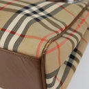 Burberrys Nova Check Hand Bag Canvas Gold Beige Auth ep11255-9