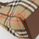 Burberrys Nova Check Hand Bag Canvas Gold Beige Auth ep11255-14