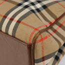 Burberrys Nova Check Hand Bag Canvas Gold Beige Auth ep11255-15