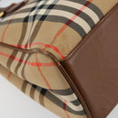 Burberrys Nova Check Hand Bag Canvas Gold Beige Auth ep11255-16