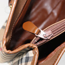 Burberrys Nova Check Hand Bag Canvas Gold Beige Auth ep11255-20