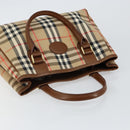 Burberrys Nova Check Hand Bag Canvas Gold Beige Auth ep11255-6