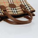 Burberrys Nova Check Hand Bag Canvas Gold Beige Auth ep11255-7