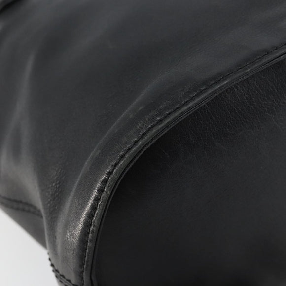 LOEWE Hand Bag Leather Black Gold Auth ep11258