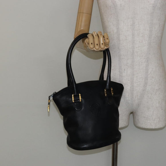 LOEWE Hand Bag Leather Black Gold Auth ep11258
