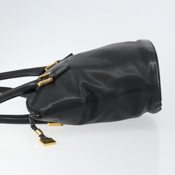 LOEWE Hand Bag Leather Black Gold Auth ep11258