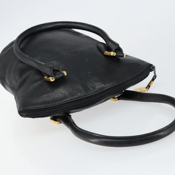 LOEWE Hand Bag Leather Black Gold Auth ep11258