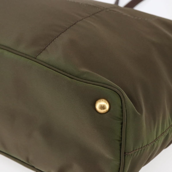 PRADA Tote Bag Nylon Khaki Gold Auth ep11268