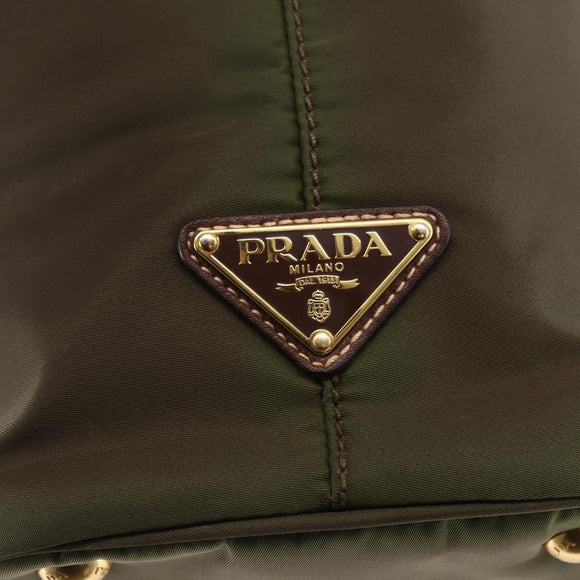 PRADA Tote Bag Nylon Khaki Gold Auth ep11268