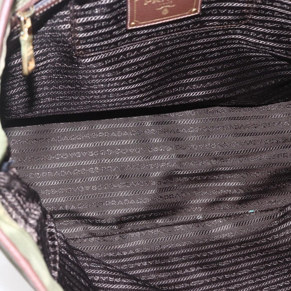 PRADA Tote Bag Nylon Khaki Gold Auth ep11268