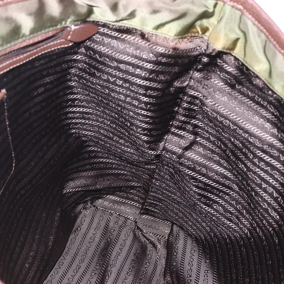 PRADA Tote Bag Nylon Khaki Gold Auth ep11268