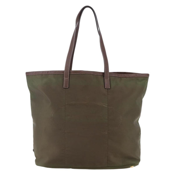 PRADA Tote Bag Nylon Khaki Gold Auth ep11268