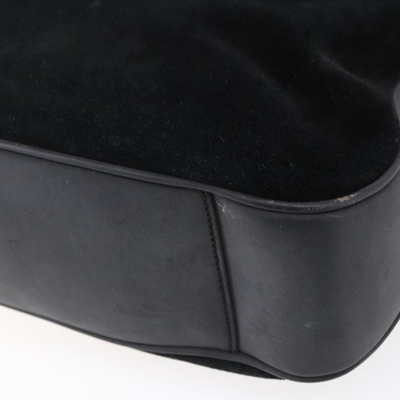 GUCCI Bamboo Shoulder Bag Suede Black Gold 001 1014 1577 Auth ep11269