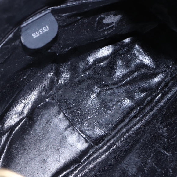 GUCCI Bamboo Shoulder Bag Suede Black Gold 001 1014 1577 Auth ep11269