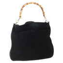 GUCCI Bamboo Shoulder Bag Suede Black Gold 001 1014 1577 Auth ep11269-1