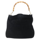 GUCCI Bamboo Shoulder Bag Suede Black Gold 001 1014 1577 Auth ep11269-13