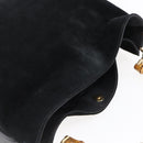 GUCCI Bamboo Shoulder Bag Suede Black Gold 001 1014 1577 Auth ep11269-6