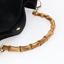 GUCCI Bamboo Shoulder Bag Suede Black Gold 001 1014 1577 Auth ep11269-7