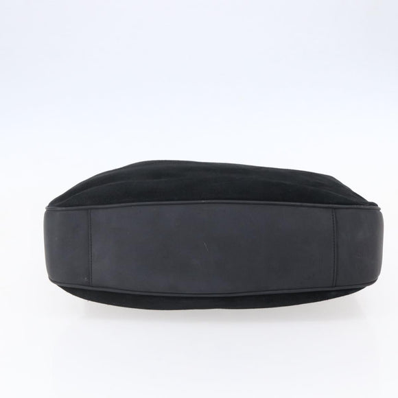 GUCCI Bamboo Shoulder Bag Suede Black Gold 001 1014 1577 Auth ep11269