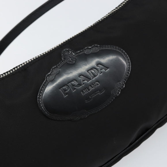 PRADA Accessoire Pouch Nylon Schwarz Silber Auth ep11271