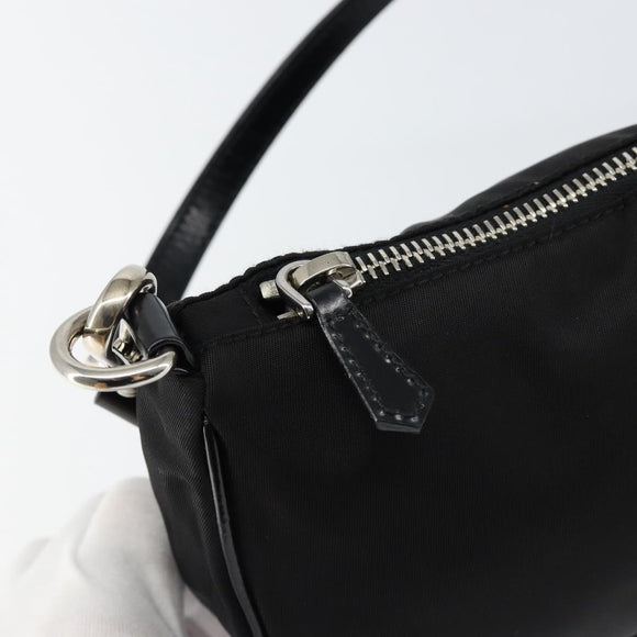 PRADA Accessoire Pouch Nylon Schwarz Silber Auth ep11271