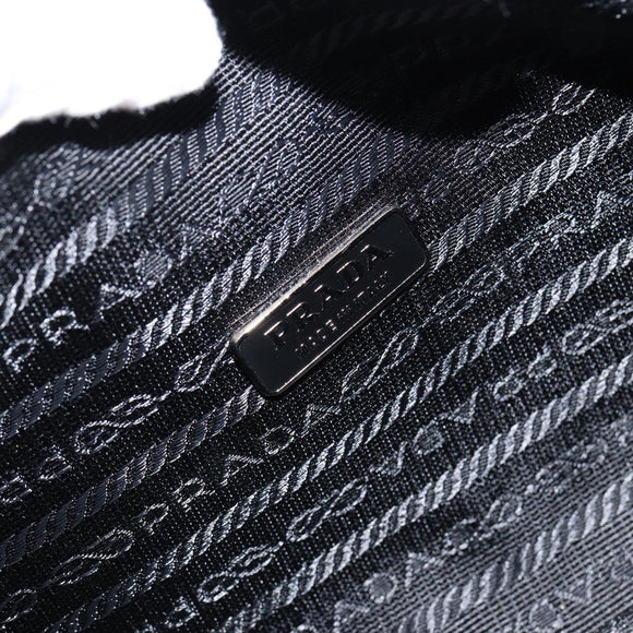 PRADA Accessoire Pouch Nylon Schwarz Silber Auth ep11271