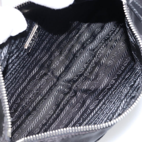 PRADA Accessoire Pouch Nylon Schwarz Silber Auth ep11271