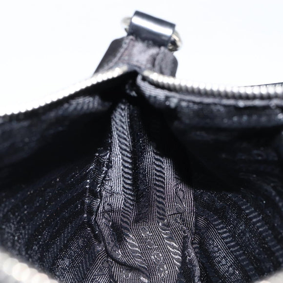 PRADA Accessory Pouch Nylon Black Silver Auth ep11271