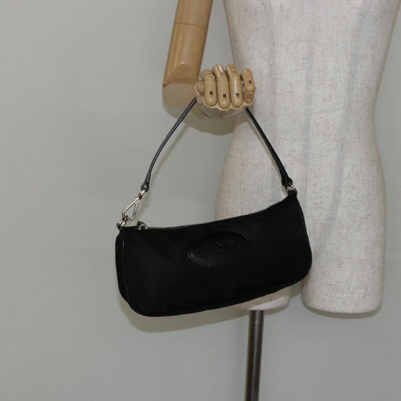 PRADA Accessoire Pouch Nylon Schwarz Silber Auth ep11271