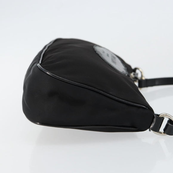 PRADA Accessoire Pouch Nylon Schwarz Silber Auth ep11271