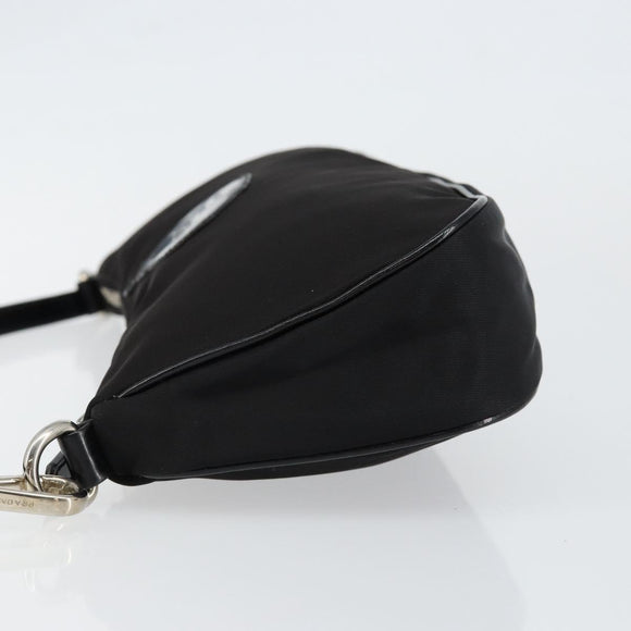 PRADA Accessoire Pouch Nylon Schwarz Silber Auth ep11271