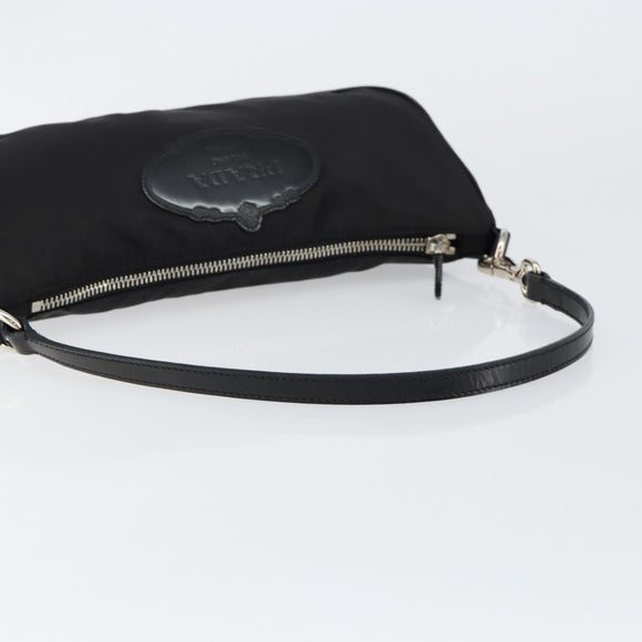 PRADA Accessoire Pouch Nylon Schwarz Silber Auth ep11271