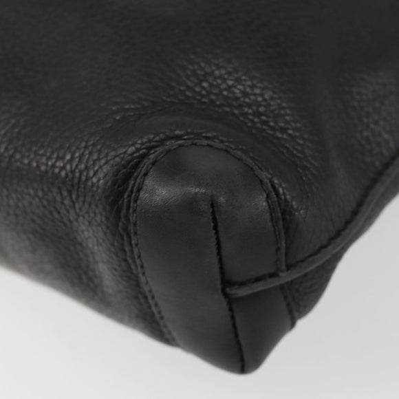 GUCCI Interlocking Shoulder Bag Leather Black Gold 007 58 0093 Auth ep11276