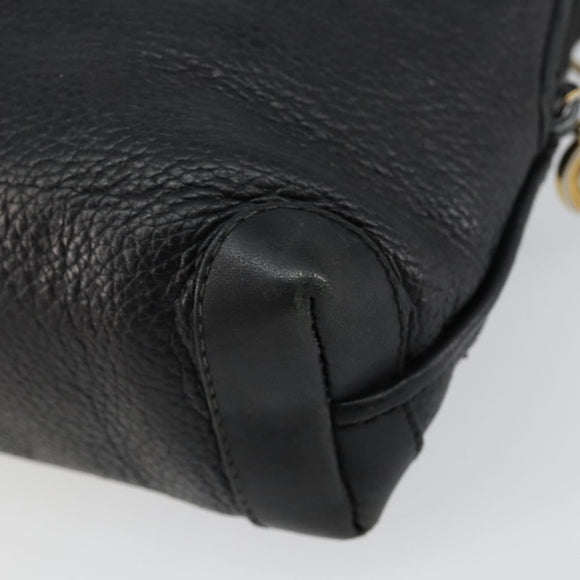 GUCCI Interlocking Shoulder Bag Leather Black Gold 007 58 0093 Auth ep11276