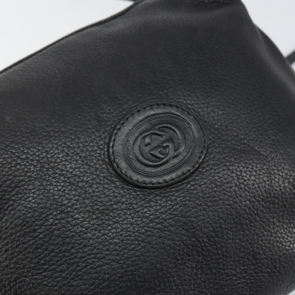 GUCCI Interlocking Shoulder Bag Leather Black Gold 007 58 0093 Auth ep11276