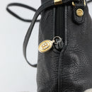 GUCCI Interlocking Shoulder Bag Leather Black Gold 007 58 0093 Auth ep11276-18