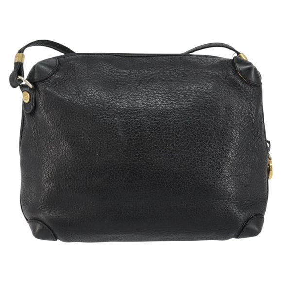 GUCCI Interlocking Shoulder Bag Leather Black Gold 007 58 0093 Auth ep11276