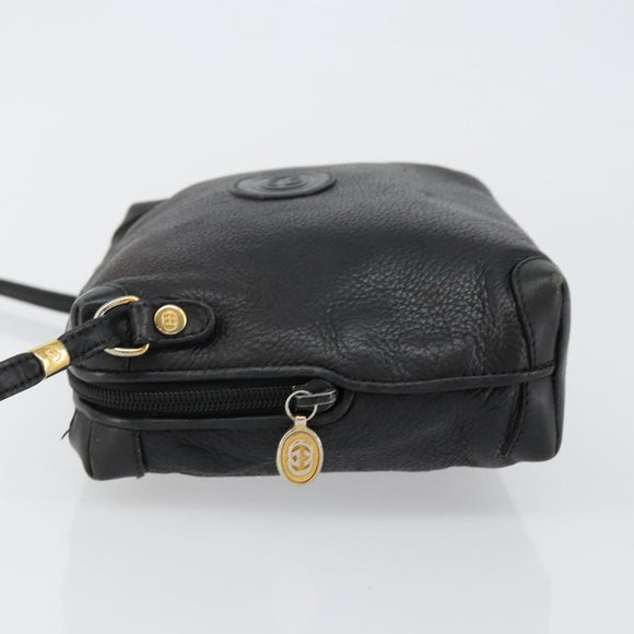GUCCI Interlocking Shoulder Bag Leather Black Gold 007 58 0093 Auth ep11276