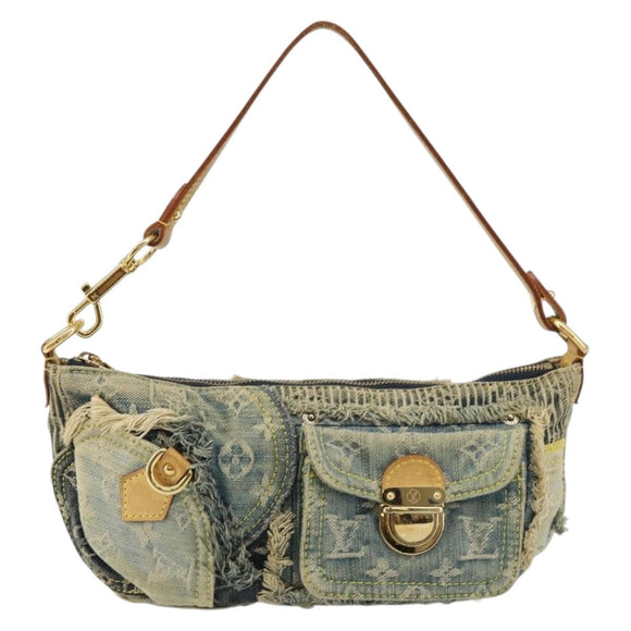 LOUIS VUITTON Monogram Denim Pouch Shoulder Bag Blue M95382 LV Auth ep11281