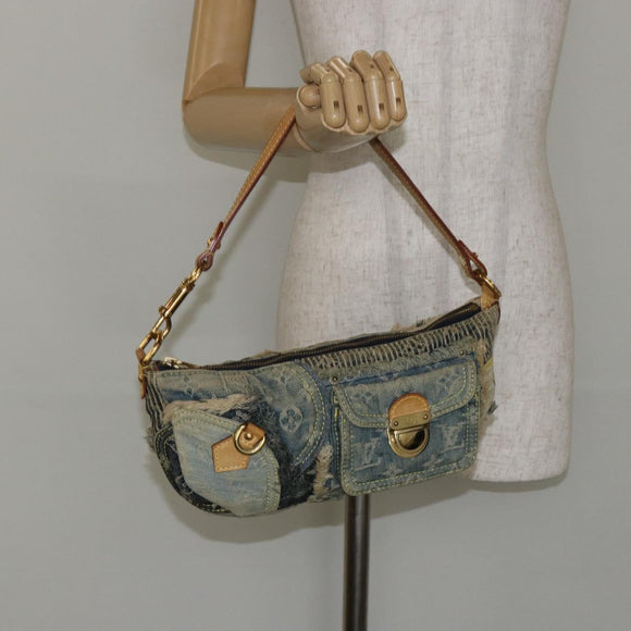 LOUIS VUITTON Monogram Denim Pouch Shoulder Bag Blue M95382 LV Auth ep11281