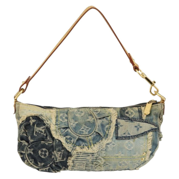 LOUIS VUITTON Monogram Denim Pouch Shoulder Bag Blue M95382 LV Auth ep11281