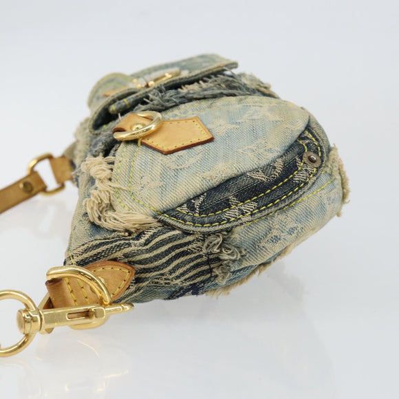 LOUIS VUITTON Monogram Denim Pouch Shoulder Bag Blue M95382 LV Auth ep11281