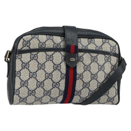 GUCCI GG Supreme Sherry Line Shoulder Bag PVC Navy Gold 10 02 055 Auth ep11283