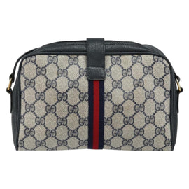 GUCCI GG Supreme Sherry Line Shoulder Bag PVC Navy Gold 10 02 055 Auth ep11283 - 0