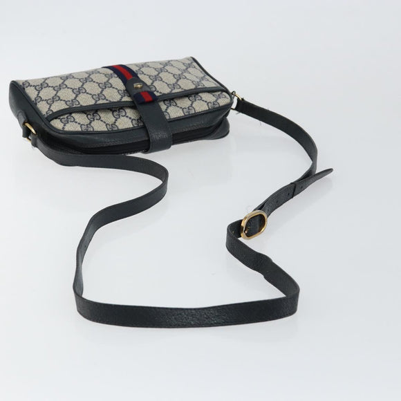 GUCCI GG Supreme Sherry Line Shoulder Bag PVC Navy Gold 10 02 055 Auth ep11283