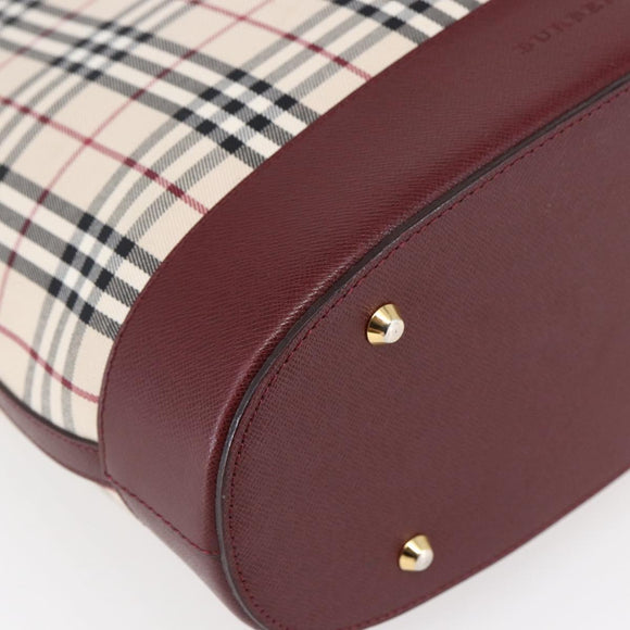 BURBERRY Nova Check Tote Bag Canvas Beige Gold Auth ep11287