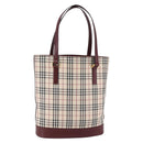 BURBERRY Nova Check Tote Bag Canvas Beige Gold Auth ep11287-1